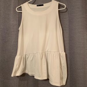 Gibson White Peplum Tank